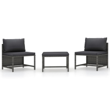 vidaXL 3 részes szürke polyrattan kerti ülőgarnitúra párnákkal (313500) kerti bútor