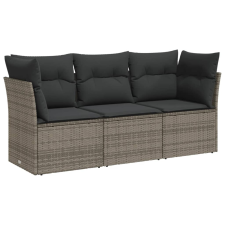 vidaXL 3 részes szürke polyrattan kerti ülőgarnitúra párnákkal (3217210) kerti bútor