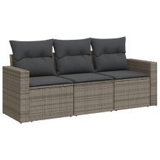vidaXL 3 részes szürke polyrattan kerti ülőgarnitúra párnákkal (3218650) kerti bútor