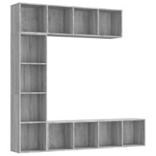 vidaXL 3 részes szürke sonoma fatermék könyv/TV-szekrény 180x30x180 cm (3152714) bútor