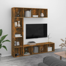 vidaXL 3 részes tölgyszínű szerelt fa könyv/TV-szekrény 180x30x180 cm bútor