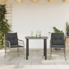vidaXL 3 részes világosszürke polyrattan bisztrógarnitúra párnákkal kerti bútor