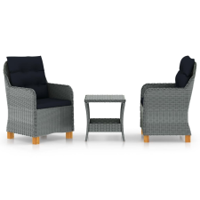 vidaXL 3 részes világosszürke polyrattan kerti ülőgarnitúra párnákkal kerti bútor