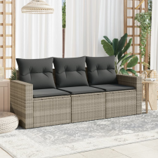 vidaXL 3 részes világosszürke polyrattan kerti ülőgarnitúra párnával kerti bútor