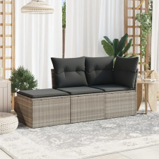 vidaXL 3 részes világosszürke polyrattan kerti ülőgarnitúra párnával kerti bútor