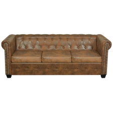 vidaXL 3 személyes barna műbőr Chesterfield kanapé  (243620) bútor