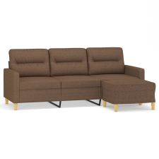 vidaXL 3 személyes barna szövet kanapé lábtartóval 180 cm (3201076) bútor