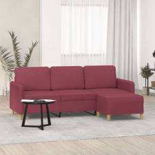 vidaXL 3 személyes bordó szövet kanapé lábtartóval 180 cm bútor