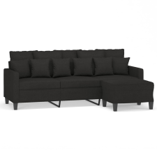 vidaXL 3 személyes fekete szövet kanapé lábtartóval 180 cm (3201093) bútor