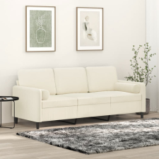 vidaXL 3 személyes krémszínű bársony kanapé díszpárnákkal 180 cm bútor