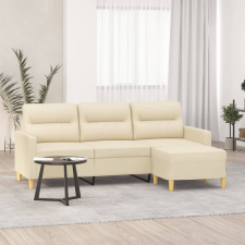 vidaXL 3 személyes krémszínű szövet kanapé lábtartóval 180 cm bútor
