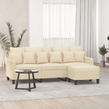 vidaXL 3 személyes krémszínű szövet kanapé lábtartóval 180 cm bútor