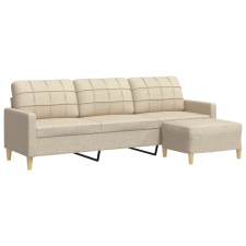 vidaXL 3 személyes krémszínű szövet kanapé lábtartóval 210 cm (3278251) bútor