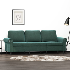 vidaXL 3 személyes sötétszöld bársony kanapé 180 cm bútor