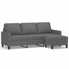 vidaXL 3 személyes sötétszürke szövet kanapé lábtartóval 180 cm (3201038) bútor