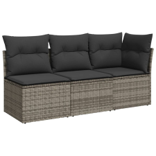 vidaXL 3 személyes szürke polyrattan kerti kanapé párnával (366138) kerti bútor