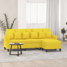 vidaXL 3 személyes világossárga szövet kanapé lábtartóval 180 cm bútor