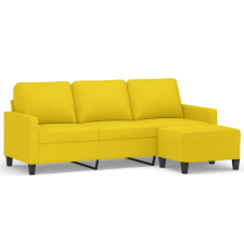 vidaXL 3 személyes világossárga szövet kanapé lábtartóval 180 cm (3201042) bútor