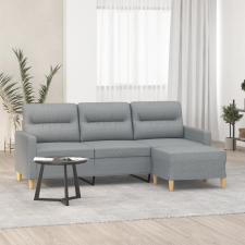 vidaXL 3 személyes világosszürke szövet kanapé lábtartóval 180 cm bútor