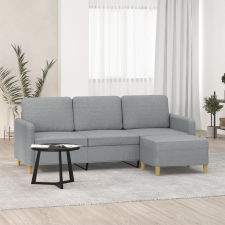 vidaXL 3 személyes világosszürke szövet kanapé lábtartóval 180 cm bútor