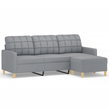 vidaXL 3 személyes világosszürke szövet kanapé lábtartóval 180 cm (3201001) bútor