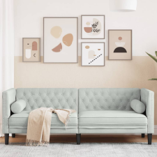 vidaXL 3 személyes világoszöld bársony Chesterfield kanapé párnákkal bútor