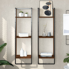 vidaXL 3 szintes barna tölgy színű műfa fali polc 30x25x100 cm bútor