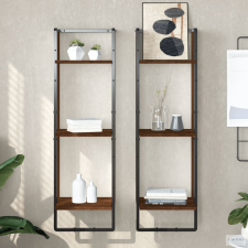 vidaXL 3 szintes barna tölgy színű szerelt fa fali polc 30x25x100 cm bútor