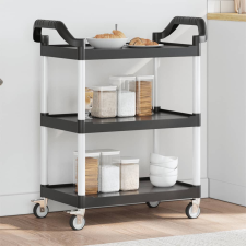 vidaXL 3 szintes fekete alumínium kocsi 81 x 41 x 92 cm bútor