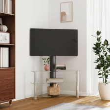 vidaXL 3-szintes fekete és ezüst sarok TV-állvány 32-70 hüvelyk tv állvány és fali konzol
