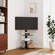 vidaXL 3-szintes fekete sarok TV-állvány 32-65 hüvelyk tv állvány és fali konzol