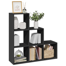 vidaXL 3 szintes fekete szerelt fa elválasztó könyvespolc 99x29x99 cm bútor