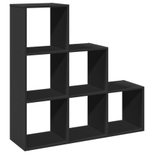 vidaXL  3 szintes fekete szerelt fa elválasztó könyvespolc 99x29x99 cm (857959) bútor