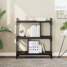 vidaXL 3-szintes fekete szerelt fa könyvespolc 76 x 32 x 88 cm bútor
