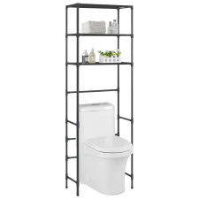 vidaXL 3 szintes fekete WC feletti tárolóállvány 53 x 28 x 169 cm fürdőszoba kiegészítő