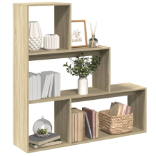 vidaXL 3 szintes sonoma tölgy fa elválasztó könyvespolc 123x29x123 cm bútor