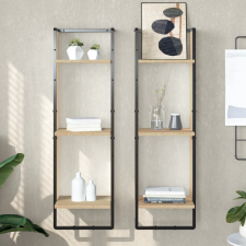 vidaXL 3 szintes sonoma tölgy színű műfa fali polc 30x25x100 cm bútor