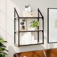 vidaXL 3 szintes sonoma-tölgy színű szerelt fa fali polc 60x21x78,5 cm bútor