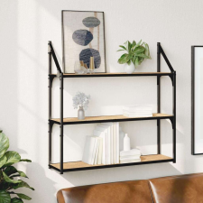 vidaXL 3 szintes sonoma-tölgy színű szerelt fa fali polc 80x21x78,5 cm bútor