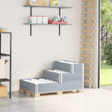 vidaXL 3 szintes szürke tömör fenyőfa magaságyás 120 x 80 cm kerti tárolás