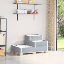vidaXL 3 szintes szürke tömör fenyőfa raklapmagasító 120 x 80 cm kerti tárolás