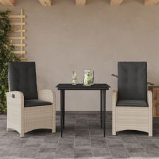 vidaXL 3részes világosszürke polyrattan kerti étkezőgarnitúra párnával kerti bútor