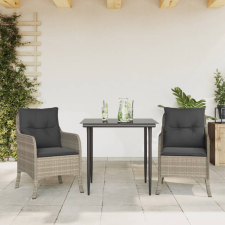 vidaXL 3részes világosszürke polyrattan kerti étkezőgarnitúra párnával kerti bútor