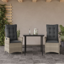 vidaXL 3részes világosszürke polyrattan kerti étkezőgarnitúra párnával kerti bútor