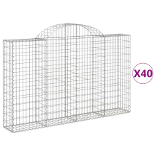 vidaXL 40 db íves horganyzott vas gabion kosár 200x30x120/140 cm kerti tárolás