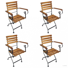 vidaXL 4 darab acél és tömör akácfa kerti összecsukható szék kerti bútor