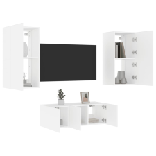 vidaXL 4 darab fehér szerelt fa fali TV-bútor LED-del bútor