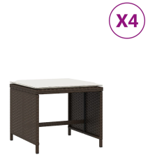vidaXL 4 db barna polyrattan kerti szék párnával 40x40x35 cm kerti bútor