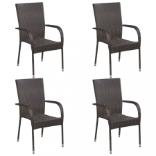 vidaXL 4 db barna rakásolható polyrattan kültéri szék kerti bútor