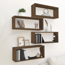 vidaXL 4 db barna tölgy színű szerelt fa fali kockapolc 60x15x23 cm bútor
